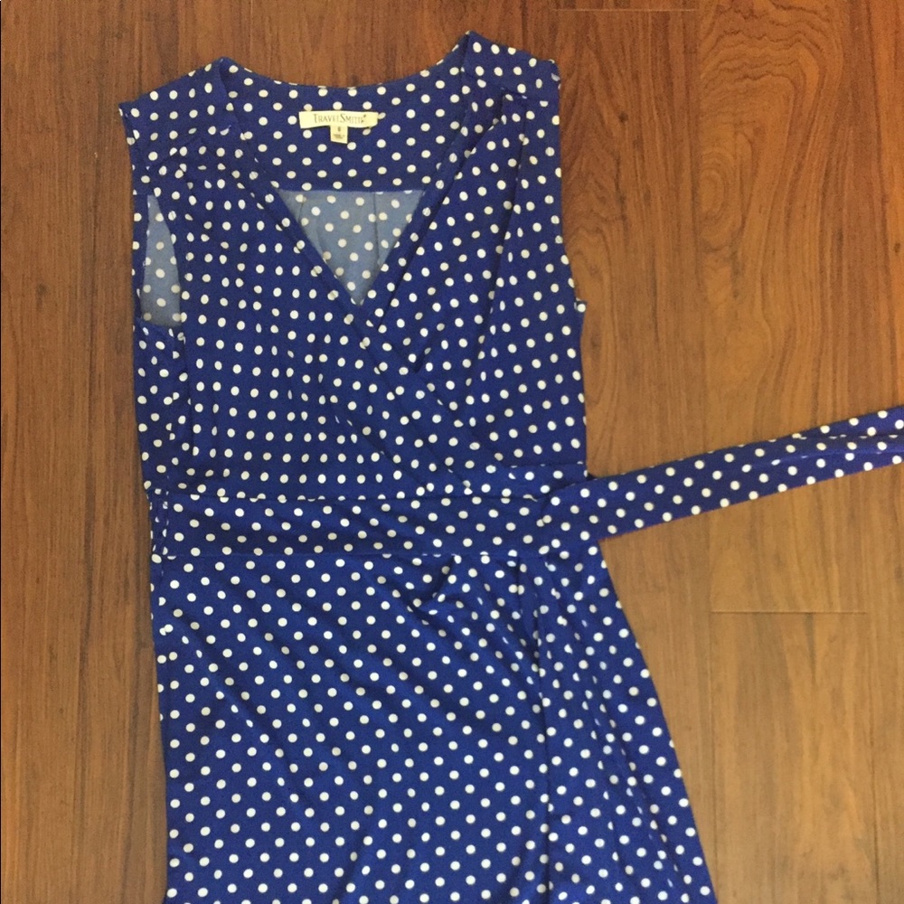 Blue Polka Dot Wrap Dress